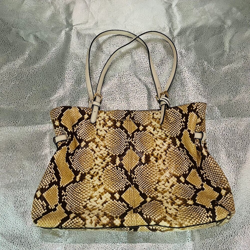 Michael Kors Tote Bag Multicolor Women's Lenox Large Python Embossed Leather